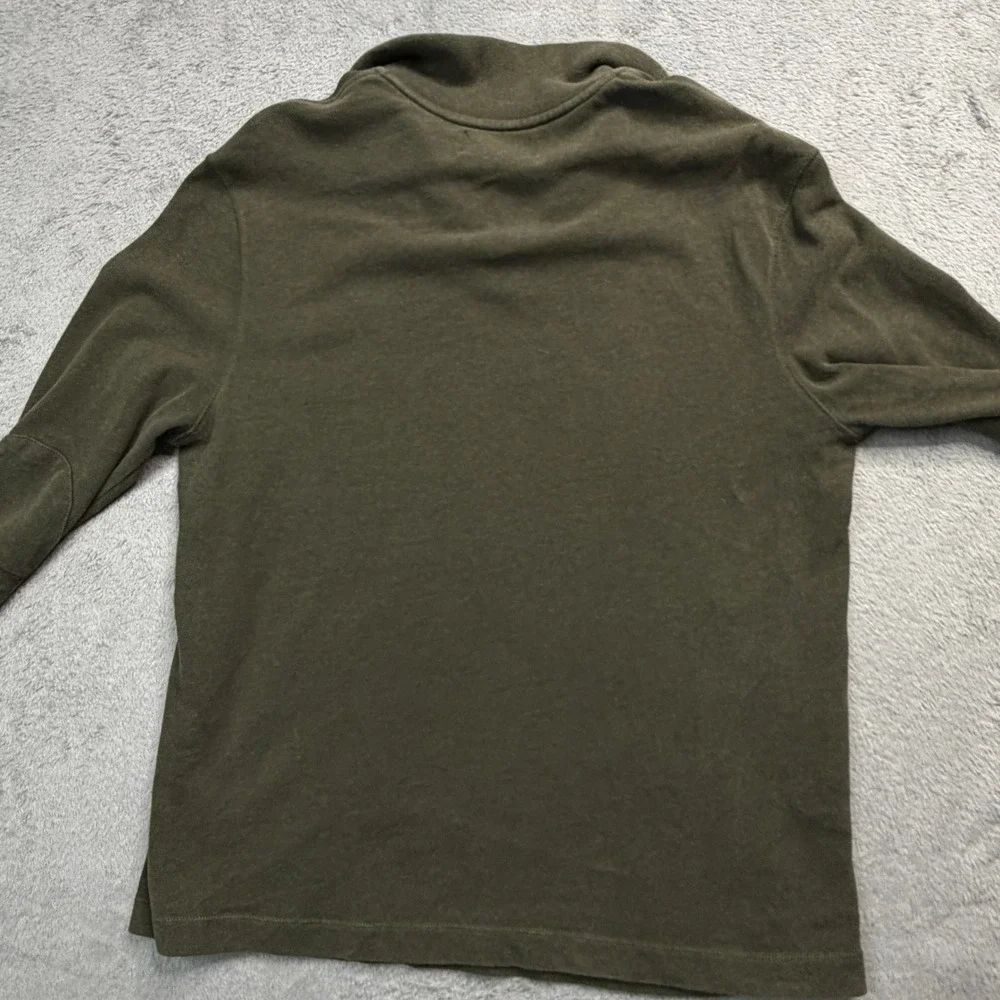 Polo Ralph Lauren Mens Small Olive Green Quarter Zip Pullover Elbow Patches